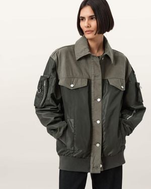 AllSaints Verity Relaxed Fit Bomber Jacket - Grey