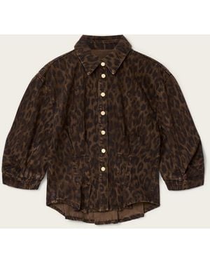 AllSaints Cotton/Lyocell Nancy Leopard Print Denim Shirt, /Us 2 - Brown