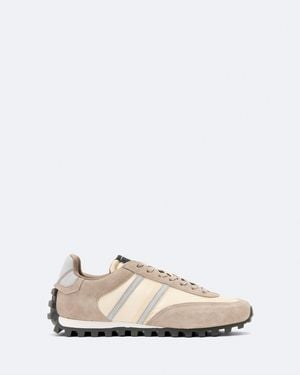 AllSaints Robin Satin And Suede Runner Sneakers - White