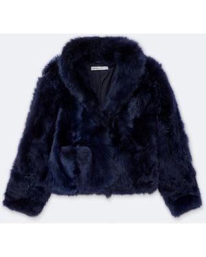 AllSaints Tosca Long-Hair Shearling Coat - Blue