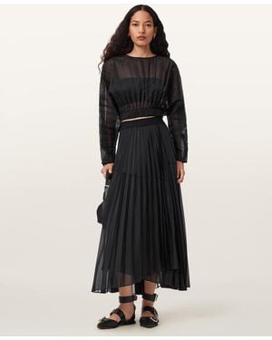 AllSaints Micaela Pleated Skirt - Black