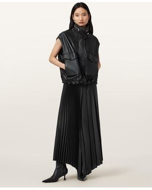 AllSaints Jax Pleated Midi Skirt - Black