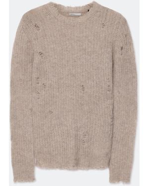 AllSaints Parx Distressed Alpaca-Blend Jumper - Natural