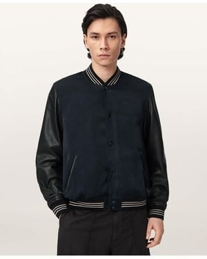 AllSaints Taishi Leather Varsity Bomber Jacket - Black