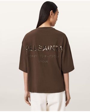 AllSaints Amelie Oversized Underground T-Shirt - Brown