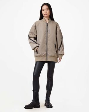 AllSaints Hanaa Oversized Bomber Jacket - Natural