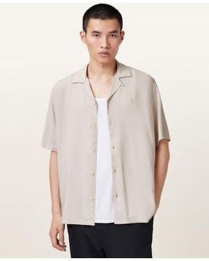 AllSaints Venice Revere Collar Ramskull Shirt - Black
