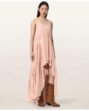 AllSaints Dorina Sleeveless Ruched Maxi Dress - Pink