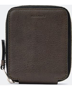 AllSaints Clymer Leather Zip-Up Wallet - Brown