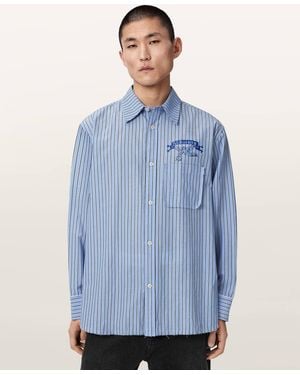 AllSaints Norte Oversized Long Sleeve Striped Shirt - Blue