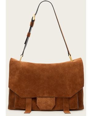 AllSaints Ursa Suede Satchel Bag - Brown