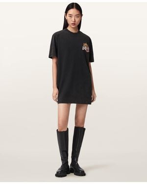 AllSaints Roque Relaxed Fit Mini T-Shirt Dress - Black