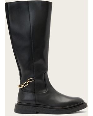 AllSaints Leather Escher Chain Leather Rider Boots, /Us 6/Eu 36 - Black