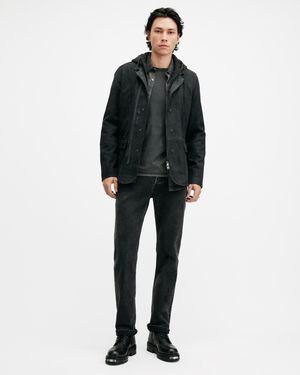 AllSaints Norton 2-In-1 Hooded Suede Blazer,, Carter - Black