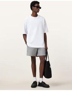 AllSaints Warden Striped Seersucker Swim Shorts - White