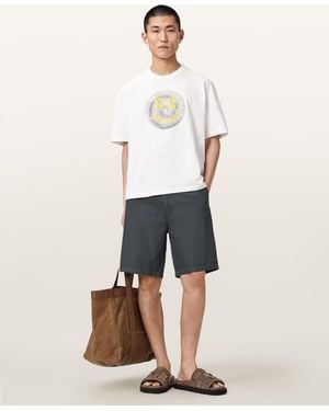 AllSaints Corbett Relaxed Fit Linen Blend Shorts - White