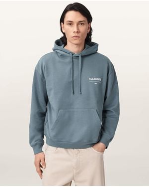 AllSaints Backstage Long Sleeve Graphic Hoodie - Blue