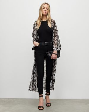 AllSaints Carine Ines Monochrome Printed Kimono - Black