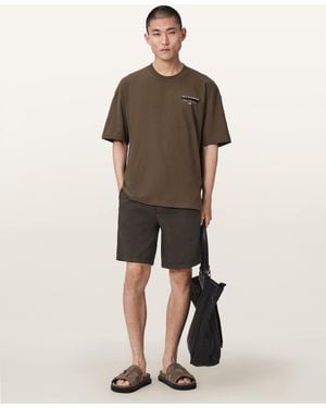 AllSaints Hanbury Linen Blend Relaxed Fit Shorts - Natural