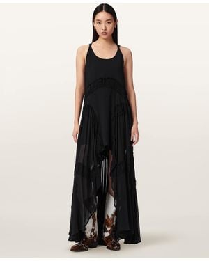 AllSaints Polyester Dorina Sleeveless Ruched Maxi Dress, /Us 2 - Black