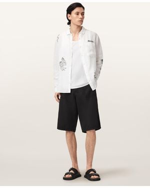 AllSaints Echo Linen Blend Relaxed Fit Shorts - White