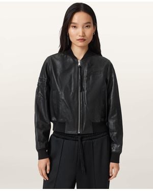 AllSaints Main: 100% Sheep Leather Williams X Orten Bomber Jacket, /Us 2 - Black