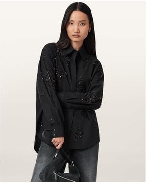 AllSaints Gemi Embellished Shirt - Black