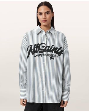 AllSaints Cotton Adrianne Relaxed Striped Shirt, /Us 2 - Blue