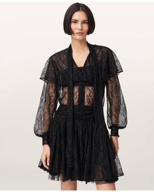 AllSaints Polyamide/Polyester Athena Lace Shirt, /Us 2 - Black