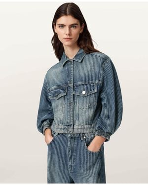 AllSaints Cotton Luca Striped Cropped Jacket, /Us 2 - Blue