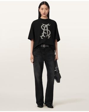 AllSaints Reflex Oversized Amelie T-Shirt - Black