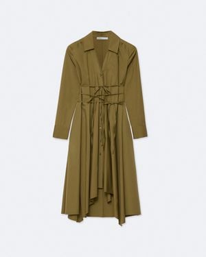 AllSaints Marley Asymmetric Cotton-Poplin Shirt Dress - Green