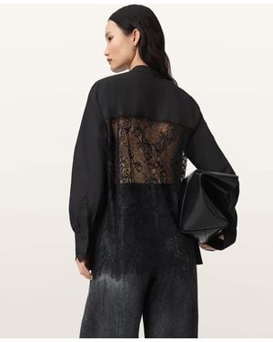 AllSaints Ethel Lace Trim Shirt - Black