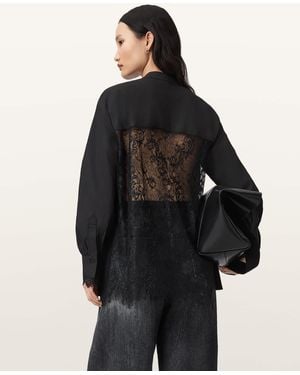 AllSaints Ethel Lace Trim Shirt - Black