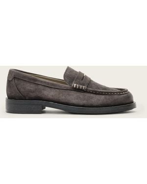 AllSaints Cow Suede Bloom Suede Loafers, /Us 9/Eu 42 - White