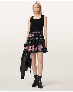 AllSaints Polyester Zora Lace Trimmed Mini Skirt, /Us 0 - Natural