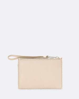 AllSaints Siloh Pinked-Edge Small Leather Pouch - Natural
