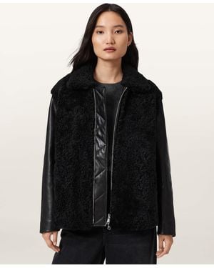 AllSaints Izen Shearling Jacket - Black