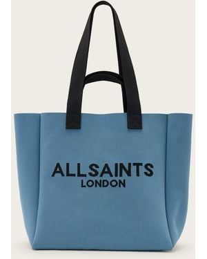 AllSaints Izzy Large Logo Knitted Tote Bag - Blue
