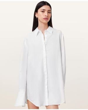 AllSaints Alber Long Sleeve Shirt Dress - White
