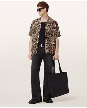 AllSaints Leopardone Linen Blend Shirt - Brown