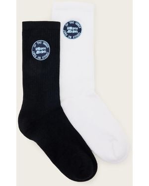 AllSaints Williams X Embroidered Socks 2 Pack - Black