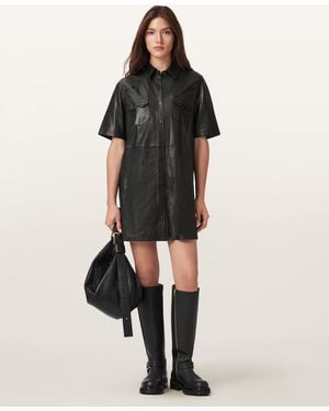 AllSaints Rock Leather Mini Dress - Black