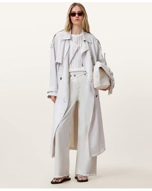 AllSaints Aki Crossover Wide Leg Denim Jeans - Natural