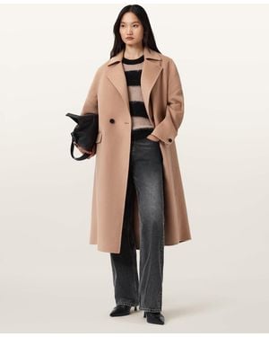 AllSaints Sellma Double Breasted Coat - Natural
