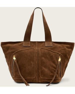 AllSaints Jean Rey Suede Tote Bag - Brown