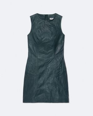 AllSaints Vee Leather Mini Dress - Green