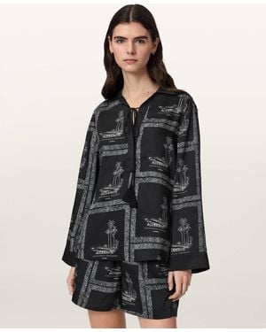 AllSaints Lettie Pleated Long Sleeve Shirt - Black