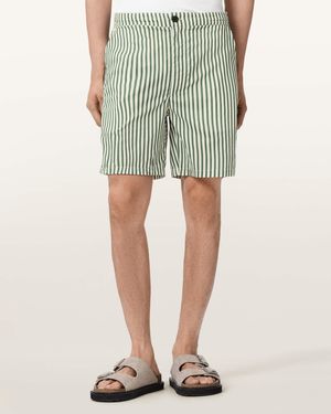 AllSaints Chopin Straight Fit Striped Shorts - Green