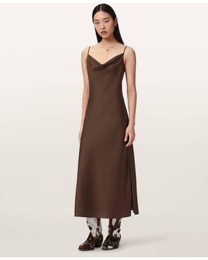 AllSaints Polyester Hadley Slim Fit Midi Dress, /Us 2 - Natural